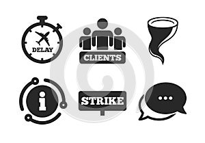 Strike icon. Storm weather and group of people. Vector