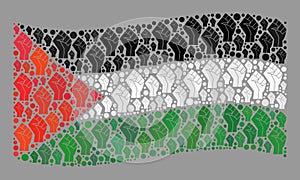 De huelga ondulación palestina bandera mosaico de dedos punetazo elementos 