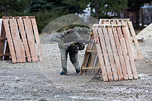 Strikeball player in game