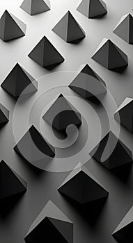 Abstract Black Geometric Pyramids Pattern Background