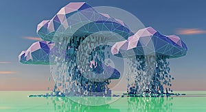 Digital Cloud Computing Rain of Data Blocks, Abstract Technology Concept