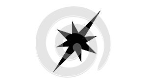 Abstract Black Starburst Compass Icon on White
