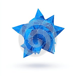 Abstract Blue Geometric Star Shape With Network Connections On White Background