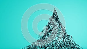 Abstract Network Structure Black Lines and Nodes on Teal Background AI generated.