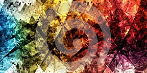 An abstract painting with a blend of dark and bright colors photo