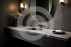 Striking Bathroom sink mirror design. Generate Ai