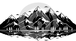 Stylized Mountain Range Reflection