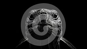 Black and White Turtle Head Portrait. Generative AI