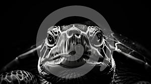 Black and White Turtle Head Portrait. Generative AI