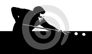 Silhouette of a Pool Player Taking a Shot
