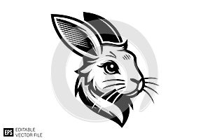 Stylized Rabbit Head Vector Mascot Logo