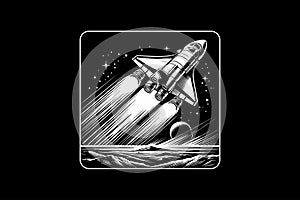 Retro Space Shuttle Launch Illustration