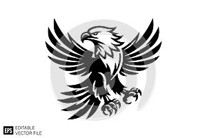 Powerful Eagle Logo with Spread Wings