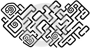 Abstract Tribal Labyrinth Pattern Vector