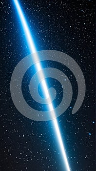 Striking blue streak across starry night sky with bright cometary trail