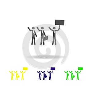 striking business people multicolored icons. Elements of protest and rallies icon. Signs and symbol collection icon for websites,