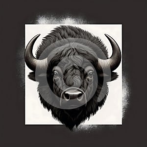 Majestic Black Bison Head Portrait photo