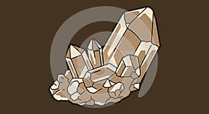 Natural crystal cluster with sharp facets on a simple brown background