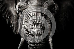 Striking Colorful elephant head closeup. Generate Ai
