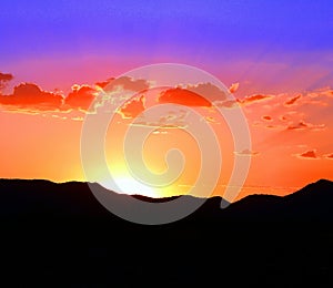 Striking colorful sunset near Anthem, Arizona