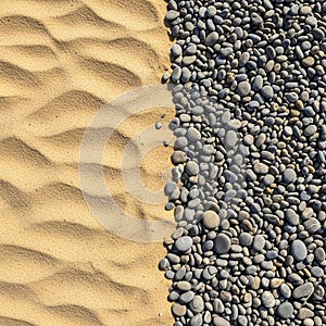 The image juxtaposes the soft, warm tones of the sand with the