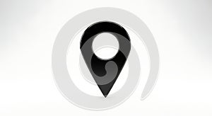 Glossy black 3D location pin icon on white