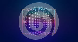 Infinite LED cube structure with neon glow