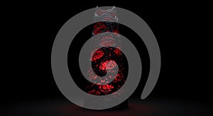 Dark abstract tower with glowing red core structure