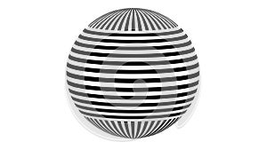 Abstract Striped Sphere Optical Illusion on White