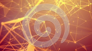 Flight through the abstract orange cyberspace grid