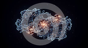 Glowing microscopic protein network visualization