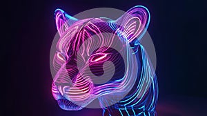 Neon Animal Head Futuristic Art with Glowing Lines and Vibrant Colors photo