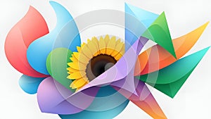 Vibrant Sunflower on Abstract Colorful Background