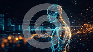 Futuristic Digital Human Body Network Data Visualization Technology Concept