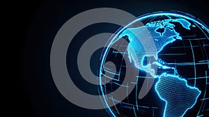 Digital Globe with Blue Lines and Dark Background for Technology Use