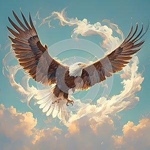 Striking Eagle Soars Above Clouds - Awe-Inspiring Stock Image