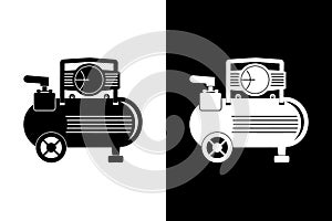 Air Compressor Icon in Black and White