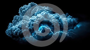 Thunderstorm Cloud with Dramatic Lightning Strikes in Dark Sky photo