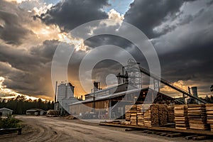 Dramatic Sky Over Sawmill