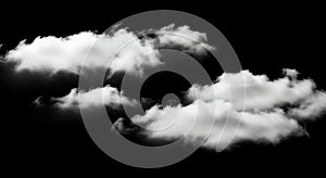 White cumulus cloud formations on a dark void