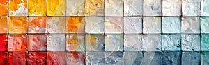 Colorful Grunge Glass Mosaic Tile Wall Texture - AI Generated Abstract Square Mirror Background Banner Panorama