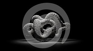 Mesmerizing wireframe sculpture in dramatic lighting