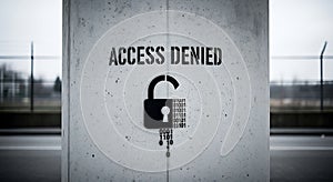 A powerful 'access denied' sign showcasing robust cybersecurity protecting sensitive digital data.