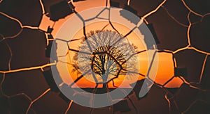 Breaking Through: Silhouette of a Tree Against a Sunset