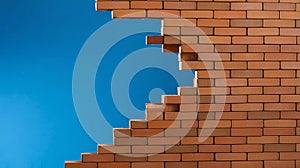 Broken Brick Wall with Blue Sky Gap