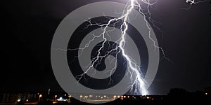 Lightning on black background photo
