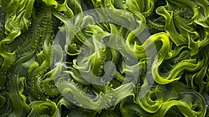 A striking image of nematodes entangled in a thick mat of tangled green algae in a stagnant pool their intricate