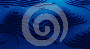 Deep blue abstract topographic map visualization