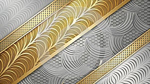 Elegant gold and Silver Geometric Pattern Background ,