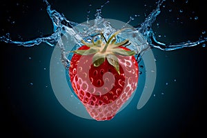 Striking imagery of strawberries splashing in captivating isolated foodgraphy